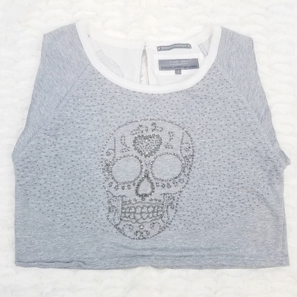 ⭐️3/$15⭐️ Silvian Heach Beaded Skull Crop Top - Picture 2 of 8